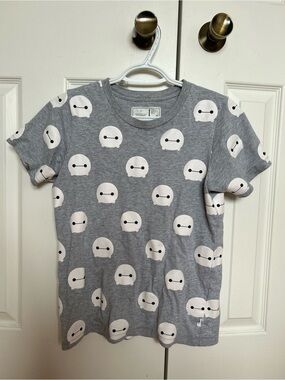 Preowned Disney baymax pattern Tsum Tsum tee shirt gray size XS women's cute